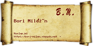 Bori Milán névjegykártya